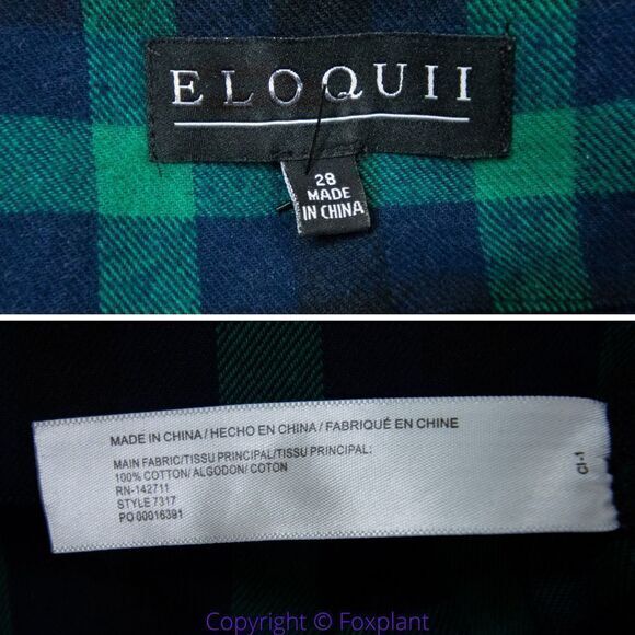 NEW Eloquii green Plaid V-Neck Dress with Side Slits tie waist, plus size 28 - Picture 16 of 16